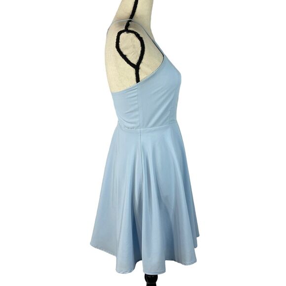 Lulus Small Skater Dress Call to Charms Racerback Apron Neckline Sleeveless Blue - Picture 3 of 8